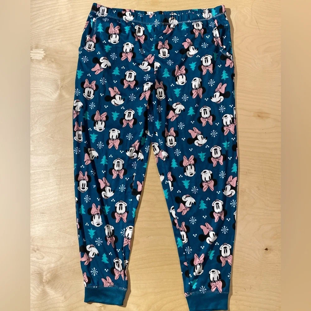 Disney Pajama Bottoms - Blue with Pink and White Minnie XL (16-18) (OQ)